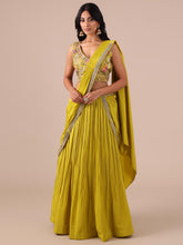 Yellow Color Silk Drape Lehenga - House of Surya